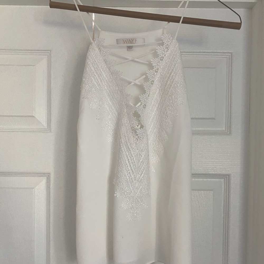 Wayf white lace-up tank